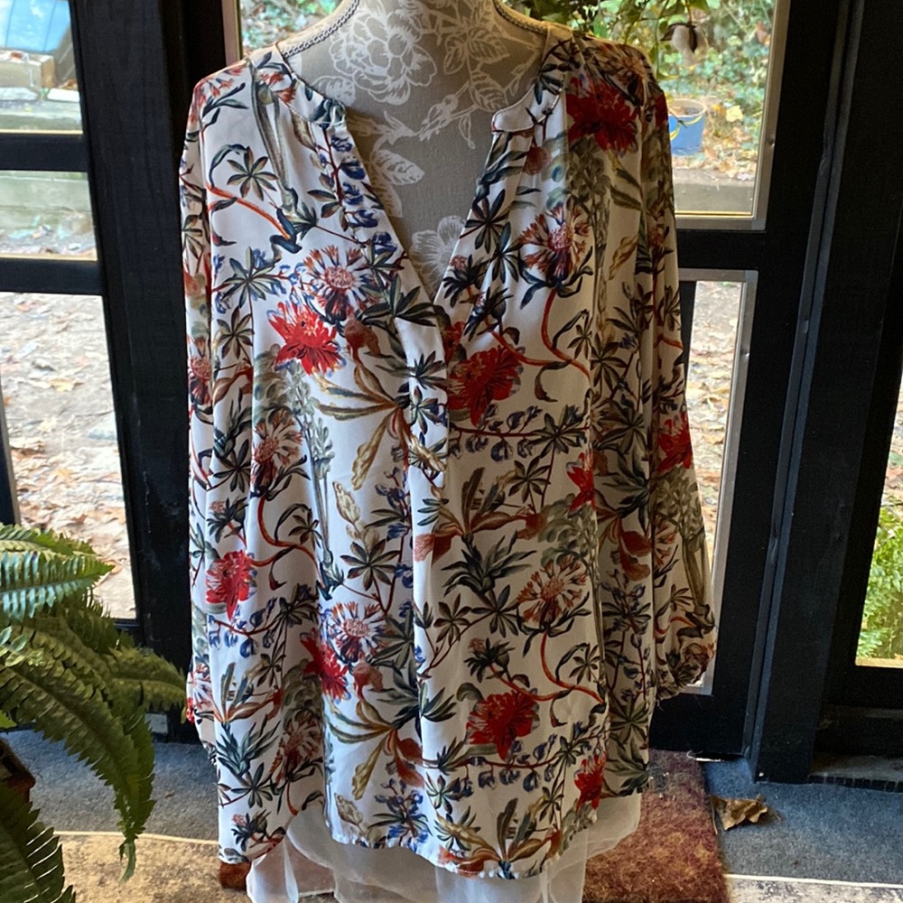 Faith & Zoe Floral Print Blouse SIZE 2X